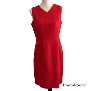 Timeless Elegant Talbots Sleeveless MIDI Dress.  Red Irish Linen. 8P